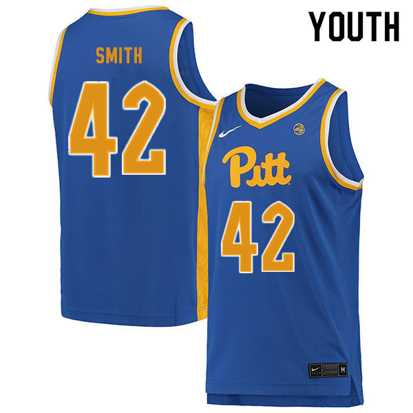 Youth #42 Chayce Smith Pitt Panthers College Basketball Jerseys Sale-Blue